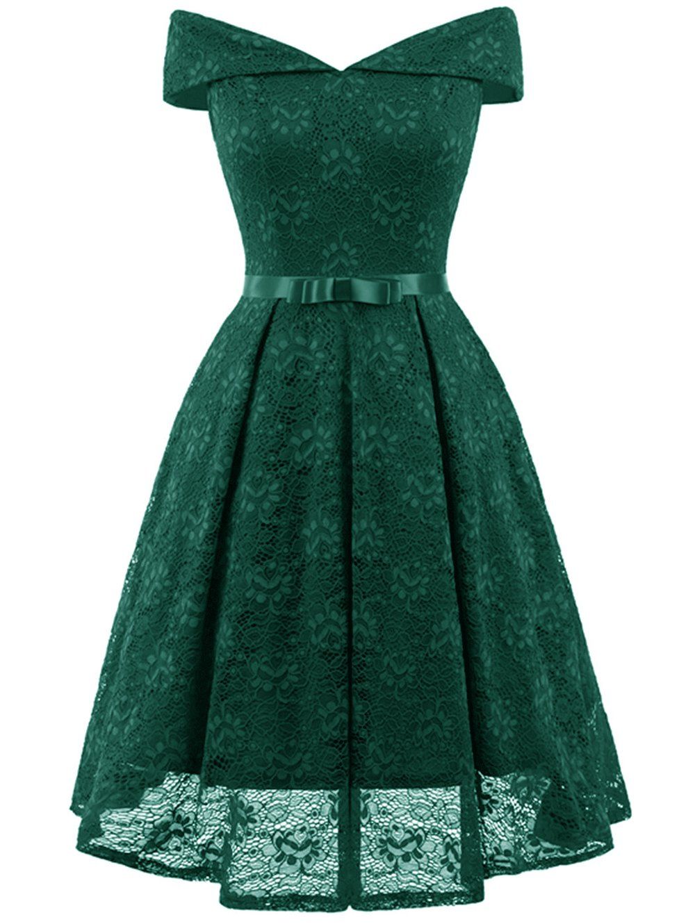 

Belted Lace Cocktail Dress, Sea green