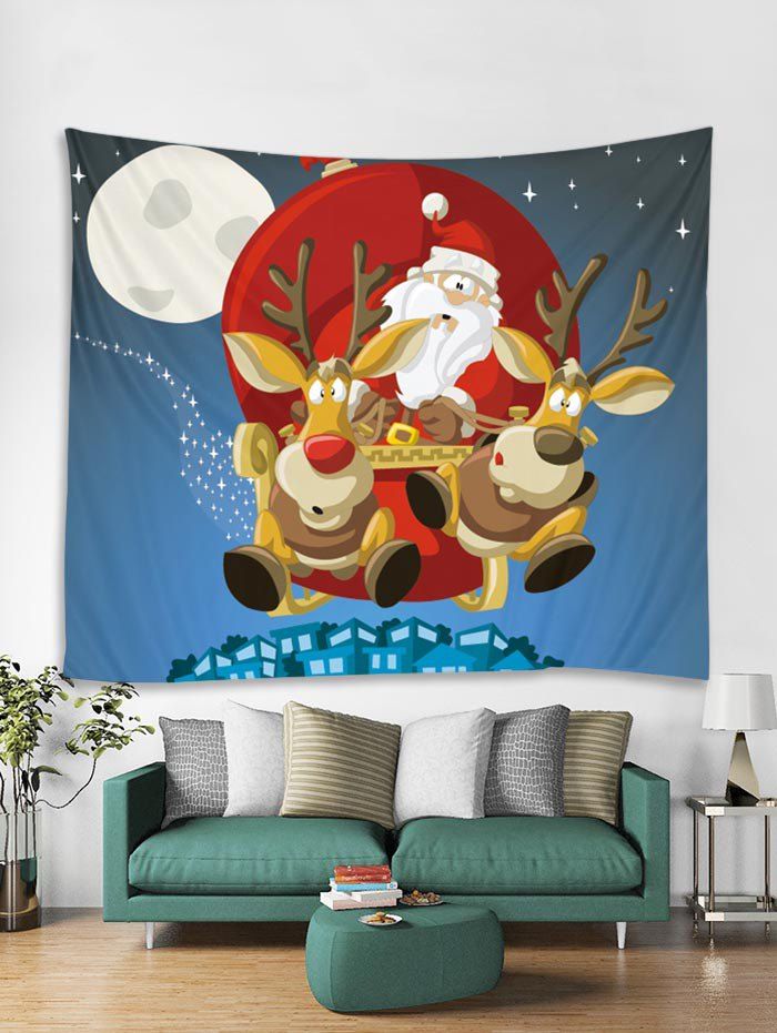 

Christmas Santa Sleigh Print Tapestry Wall Hanging Decoration, Multi