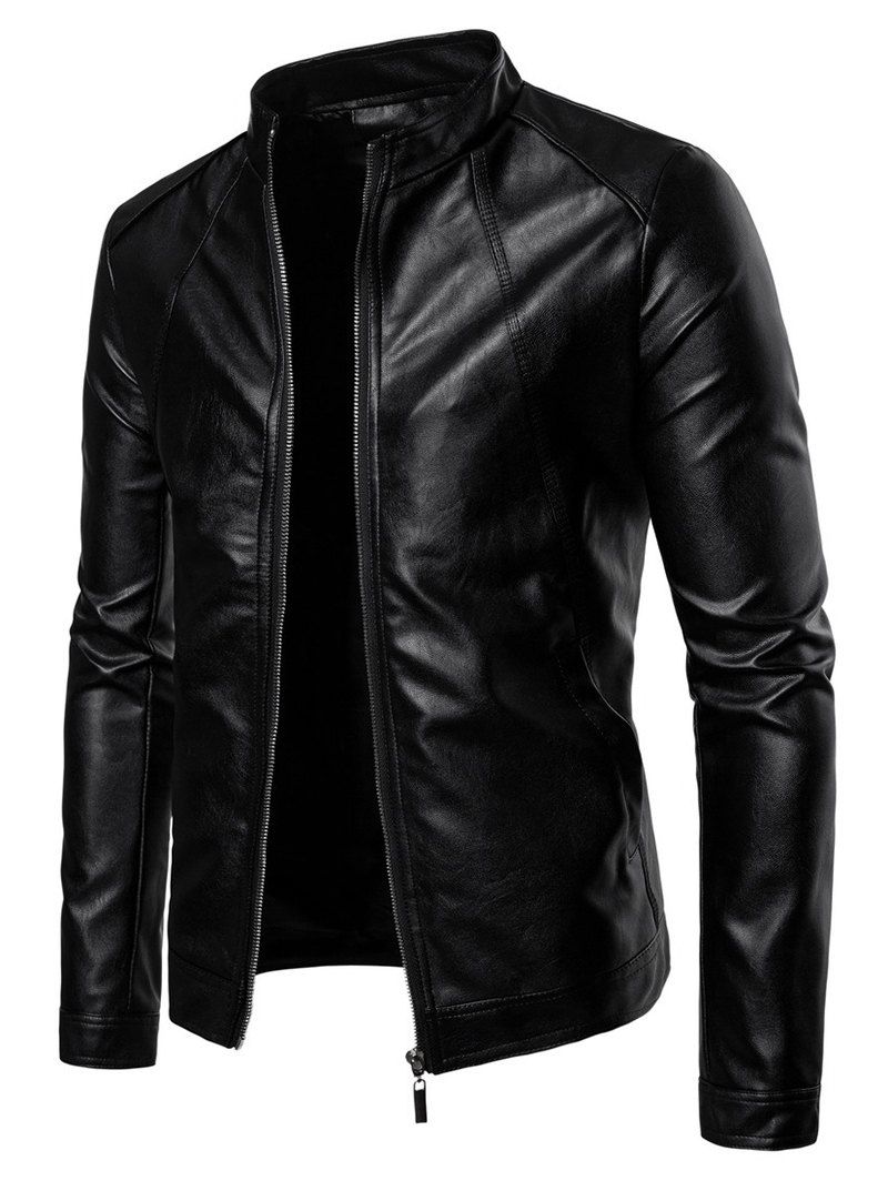 

Zipper Motorcycle Leather Punk Jacket, Black