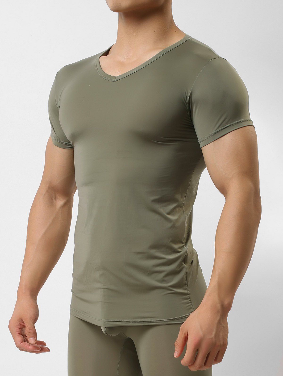 

Ultrathin Solid Color Short Sleeves T-shirt, Camouflage green