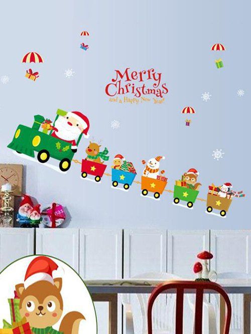 

Father Christmas Car Deer Snowman Removable Wall Sticker, Green