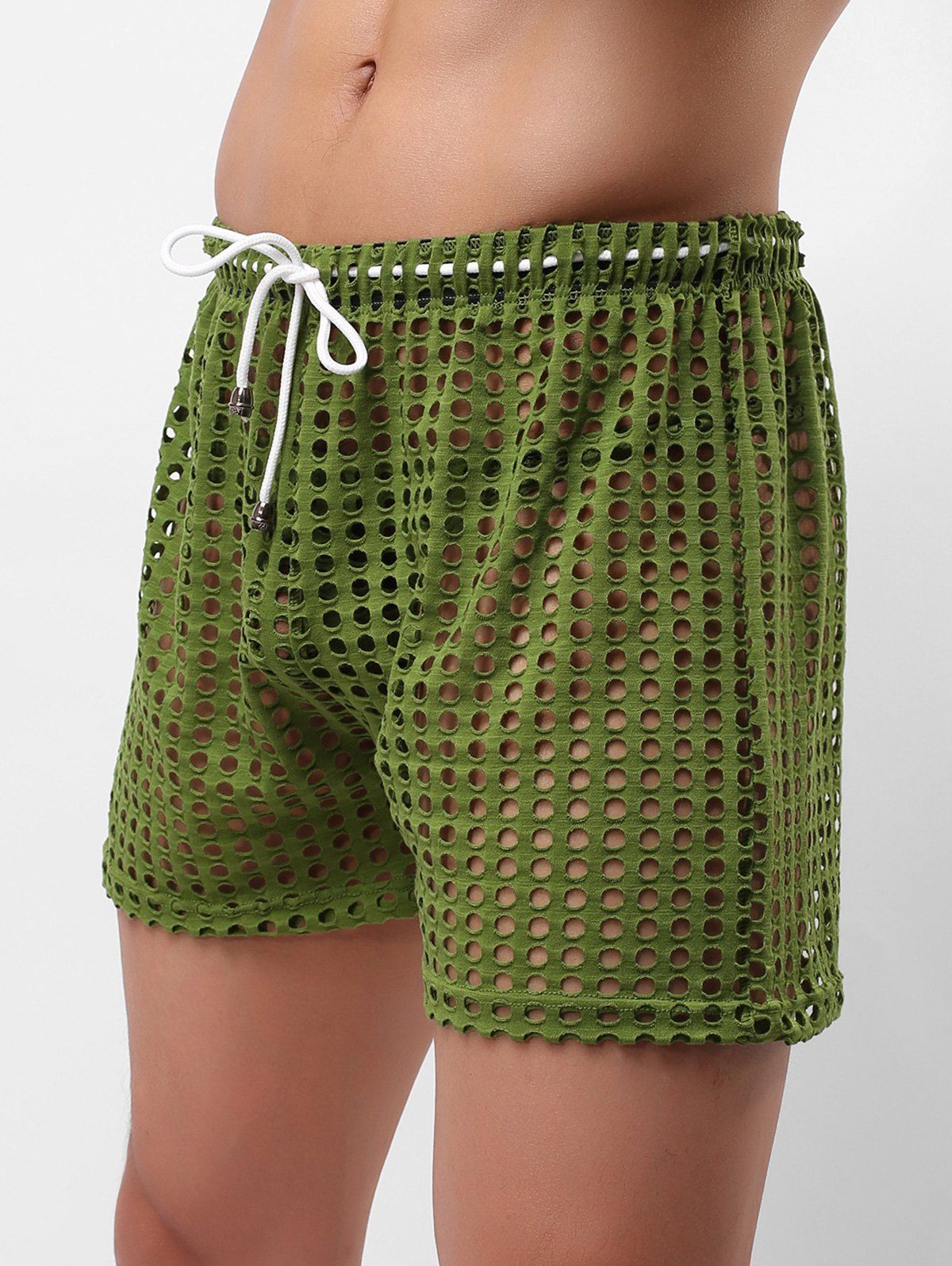 

Hollow Out Drawstring Underwear Shorts, Seaweed green