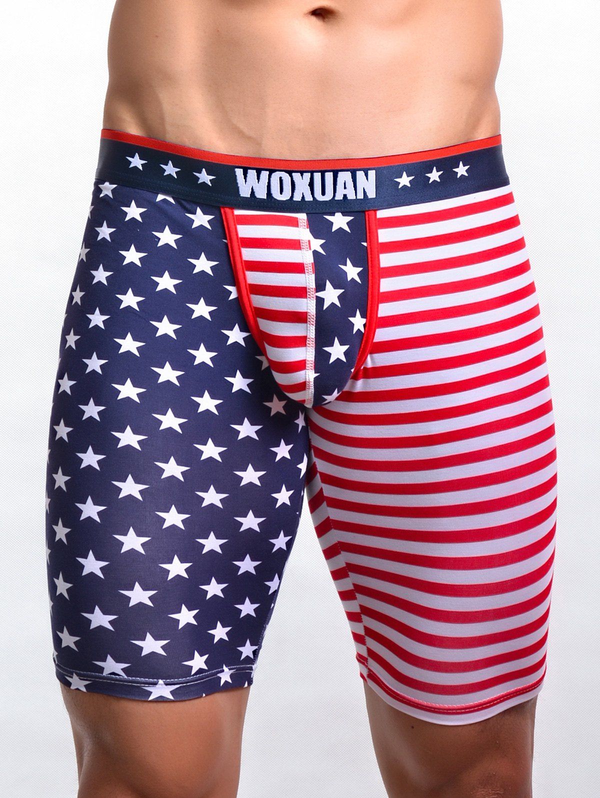 

American Flag Pattern Elastic Waist Quad Shorts, Multi