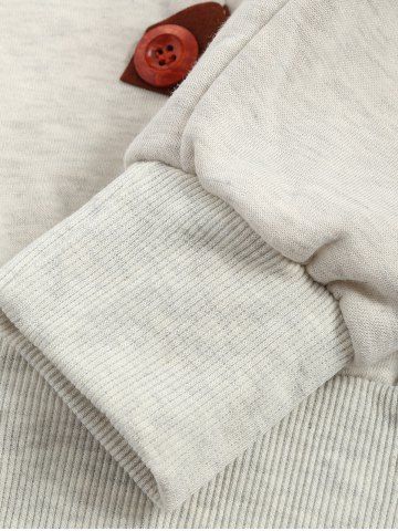 

Drawstring Color Block Half Button Hoodie, Light gray