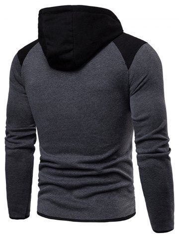

Color Block Loose Fleece Zip Up Hoodie, Gray