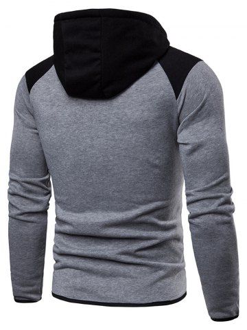 

Color Block Loose Fleece Zip Up Hoodie, Gray cloud