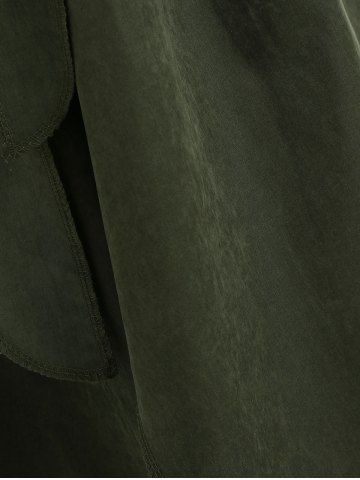 

Faux Suede Asymmetrical Wrap Coat, Army green