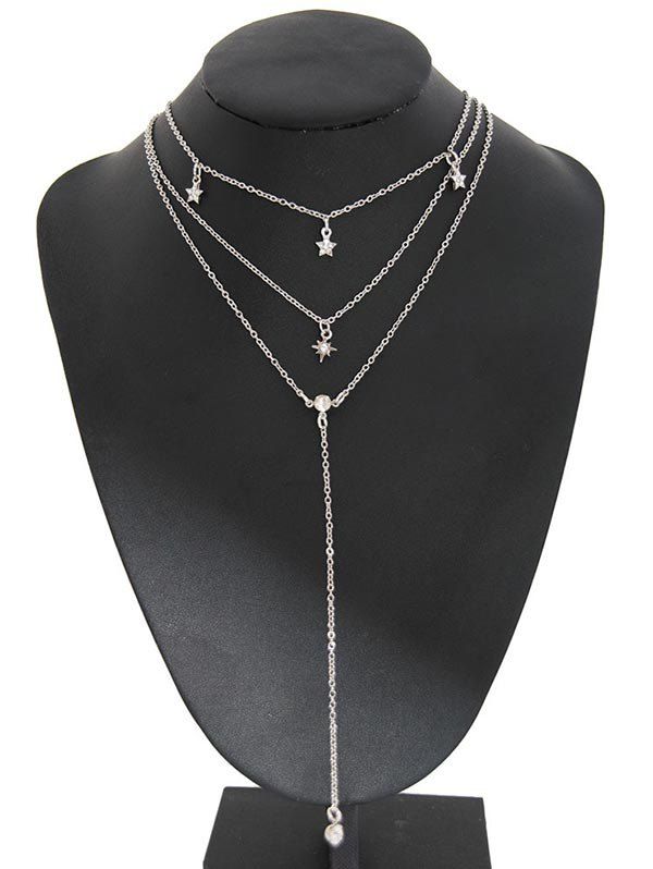 

Rhinestone Star Decor Multi-layered Body Chain, Silver