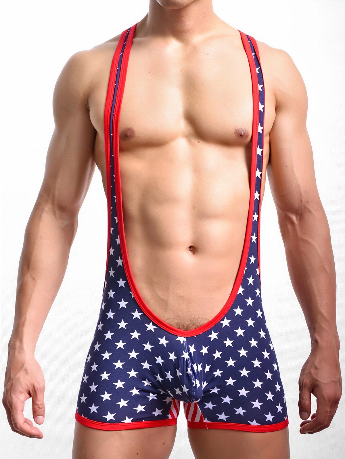 

American Flag Pattern Convex Pouch Bodysuit, Multi