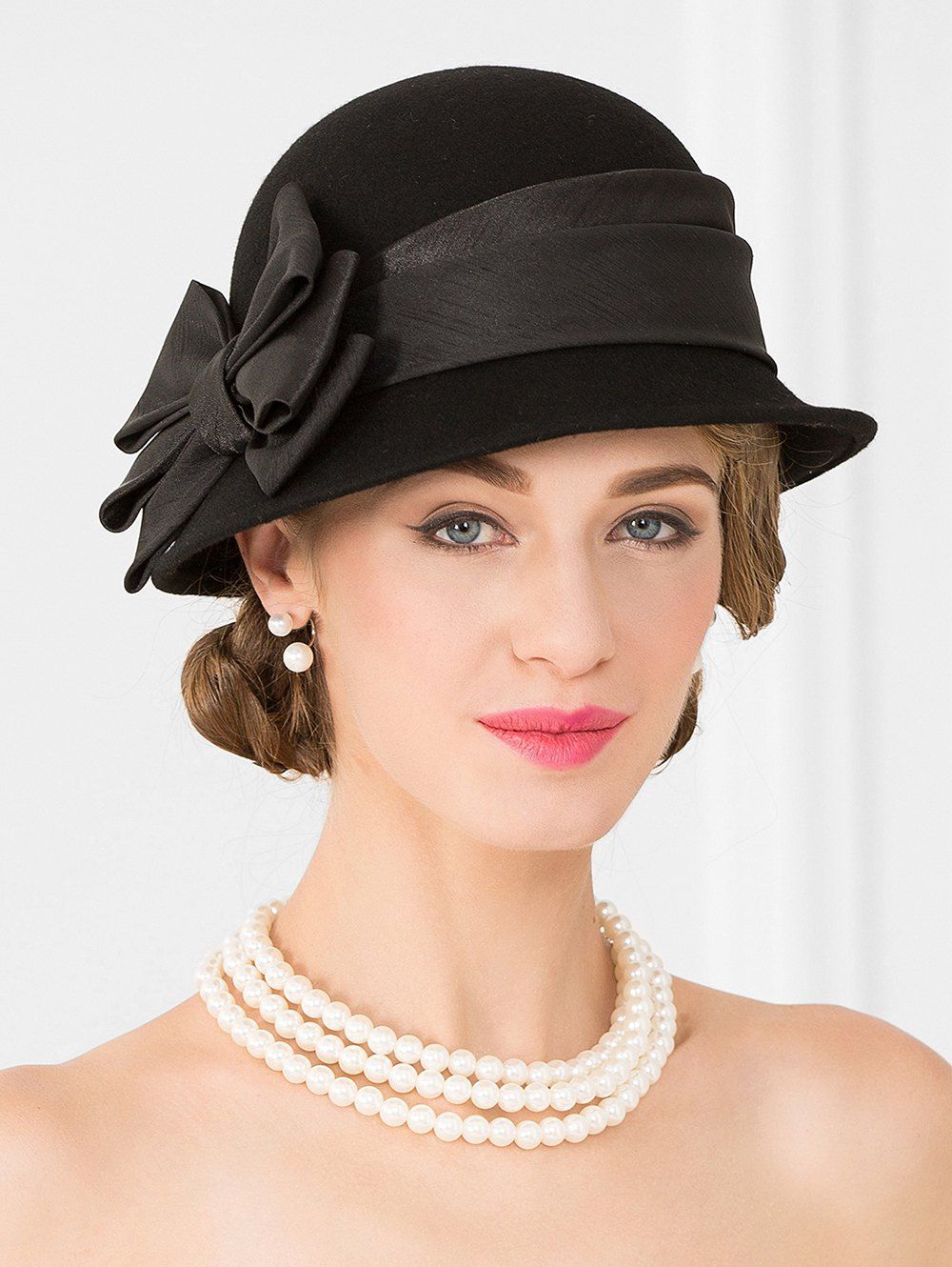 

Elegant Bowknot Side Bucket Hat, Black