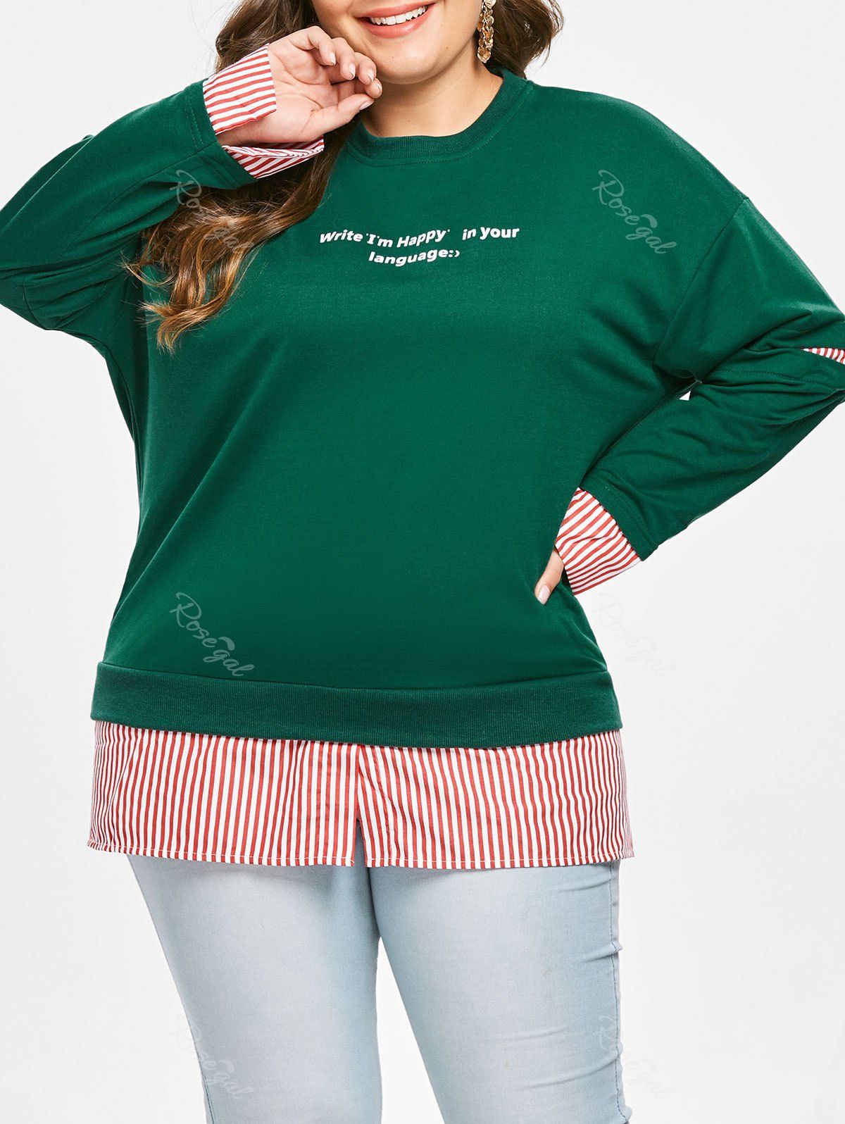 plus size green sweatshirt