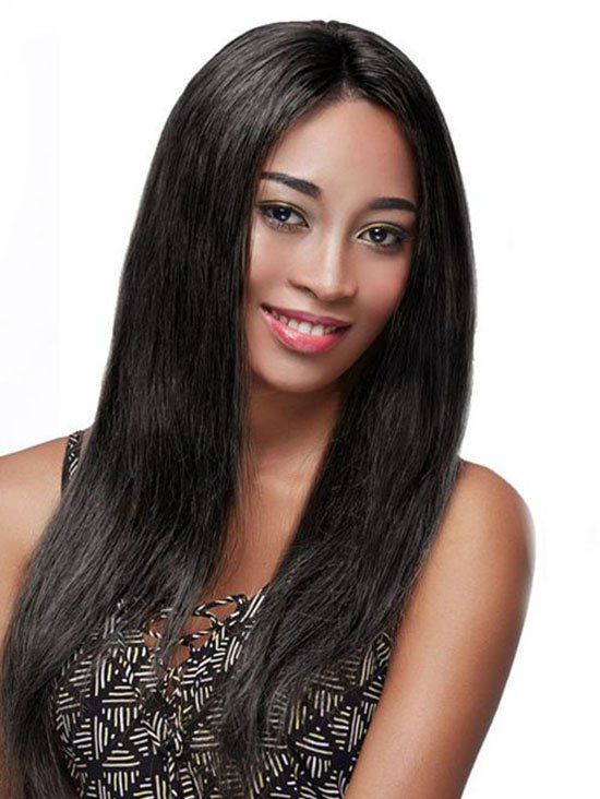 

Long Straight Party Lace Front Synthetic Wig, Black