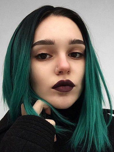 

Short Ombre Straight Bob Party Capless Synthetic Wig, Medium sea green
