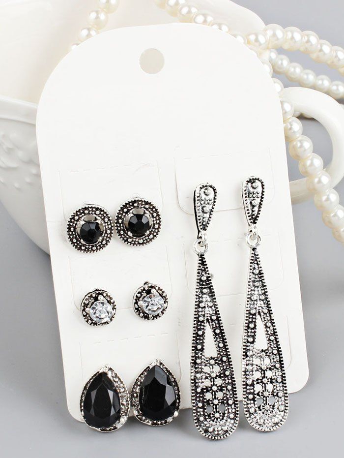 

Artificial Crystal Decor Bohemian Earrings Set, Silver