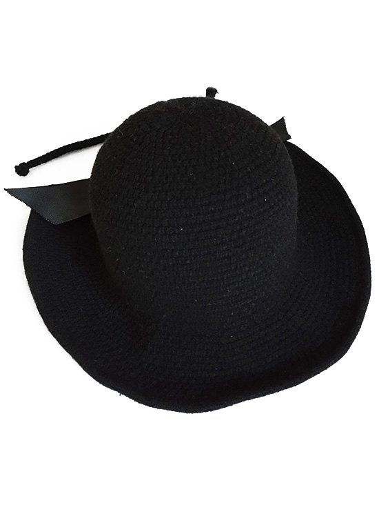 

Vintage Bowknot Back Drawstring Bucket Hat, Black