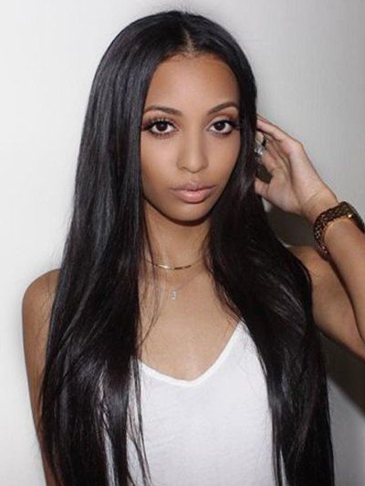 

Center Parting Synthetic Long Straight Wig, Black