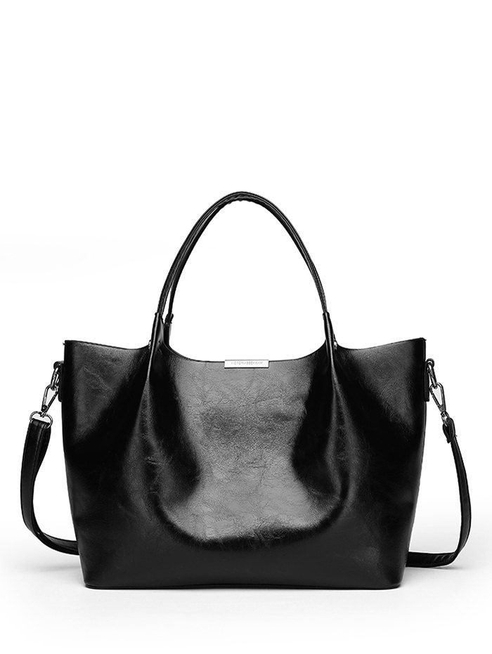 

Large Papacity PU Design Tote Bag, Black