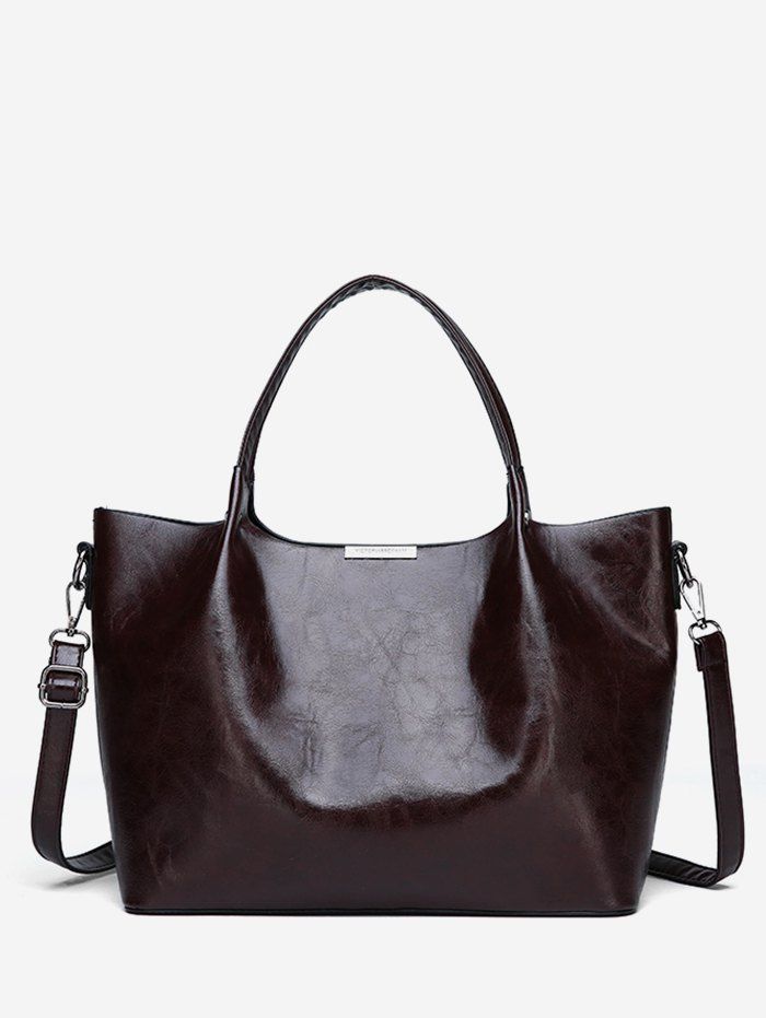 

Large Papacity PU Design Tote Bag, Deep brown