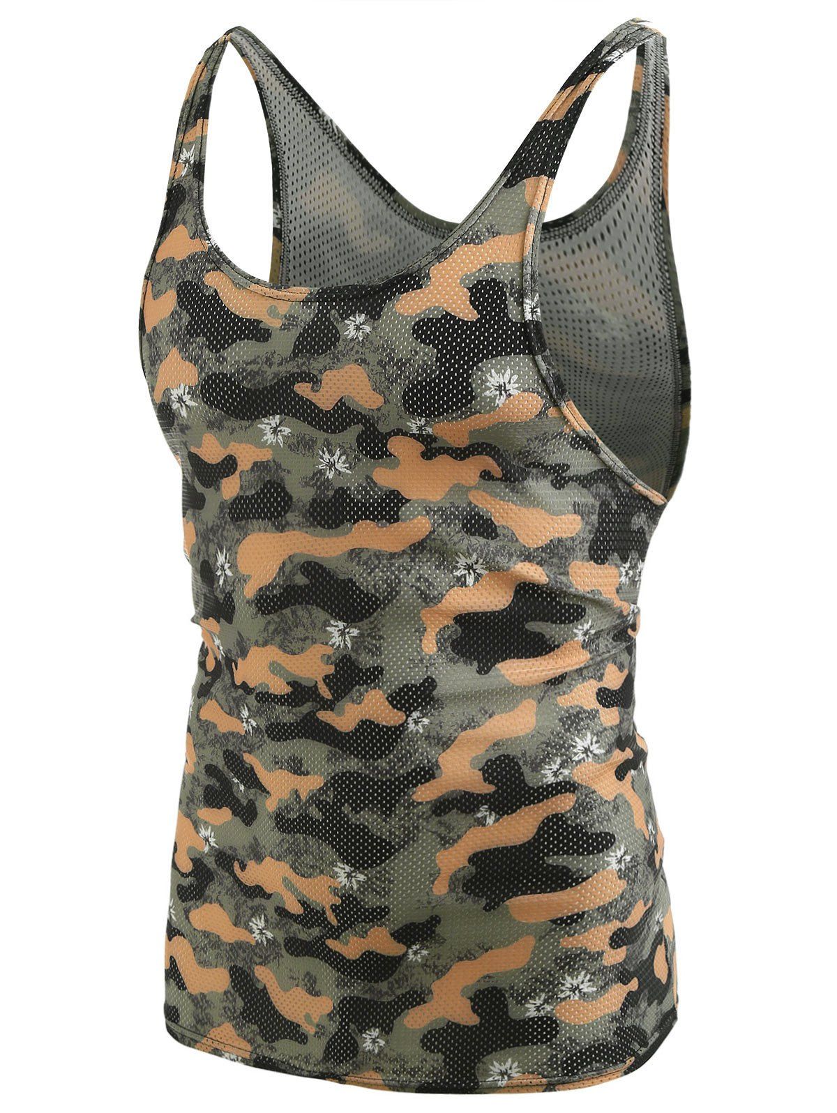 

Camouflage Pattern I-shaped Tank Top, Brown sugar