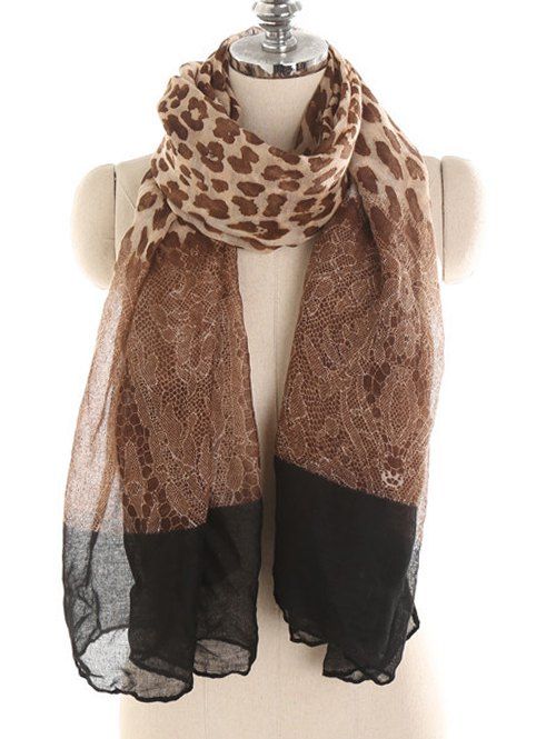 

Leopard Printed Sunscreen Voile Scarf, Black
