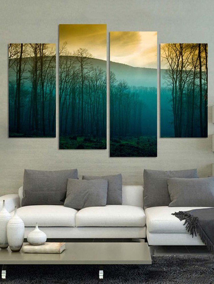 

Sunset Forest Print Unframed Split Canvas Paintings, Multi