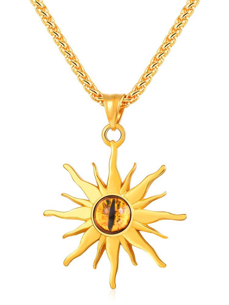 

Metal Sunflower Printed Pendant Necklace, Gold