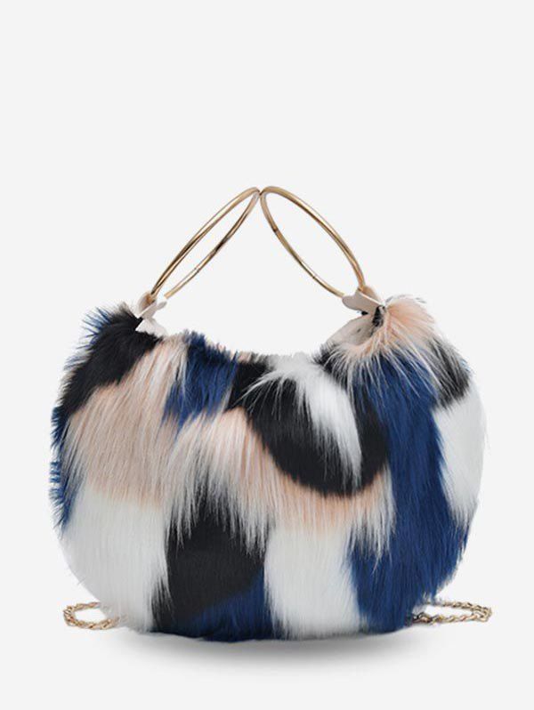 

Statement Fluffy Link Chain Tote Bag, Blueberry blue