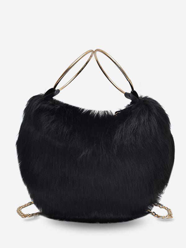 

Statement Fluffy Link Chain Tote Bag, Black
