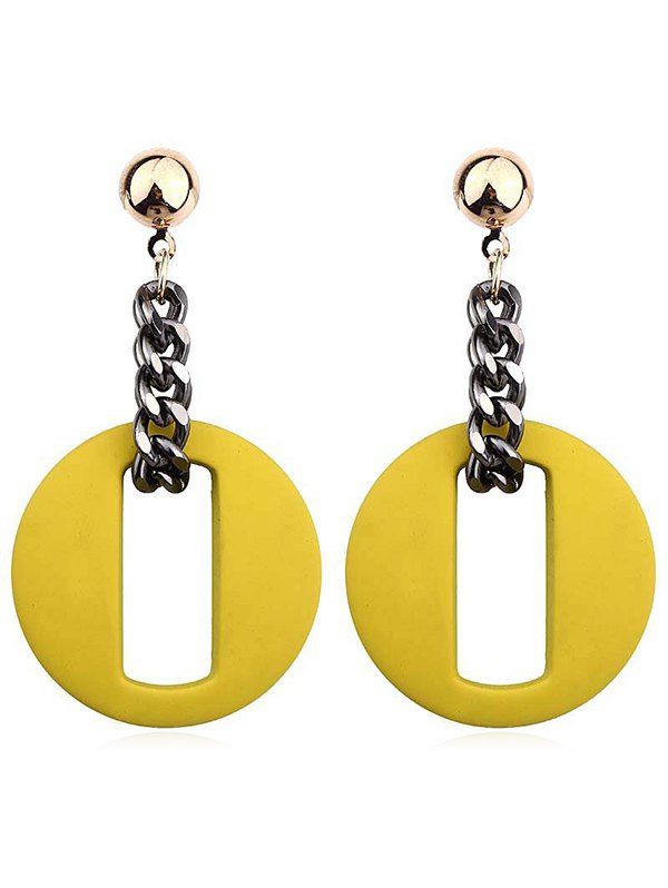 

Geometric Hollow Round Design Earrings, Yellow