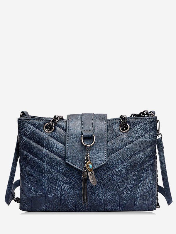 

Feather Shape Magnet Hook Crossbody Bag, Peacock blue