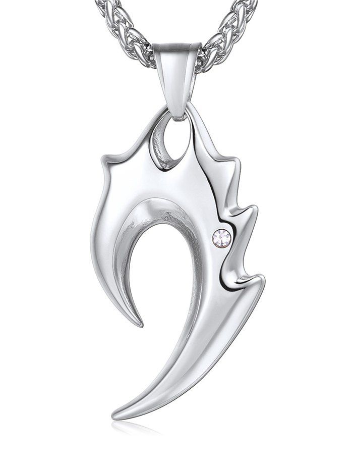 

Rhinestone Decoration Fire Design Necklace, Silver