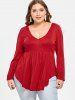 Plus Size Cutout Embroidered Wings Peplum Tee -  