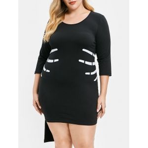 

Plus Size Halloween Skull Bone Dress, Black