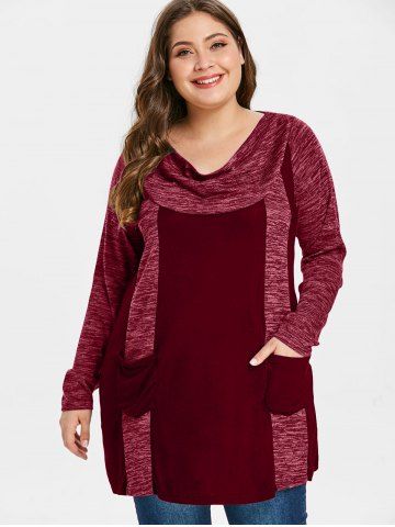 

Plus Size Contrast T-shirt, Red wine