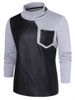 Long Sleeve Contrast Color Casual T-shirt -  