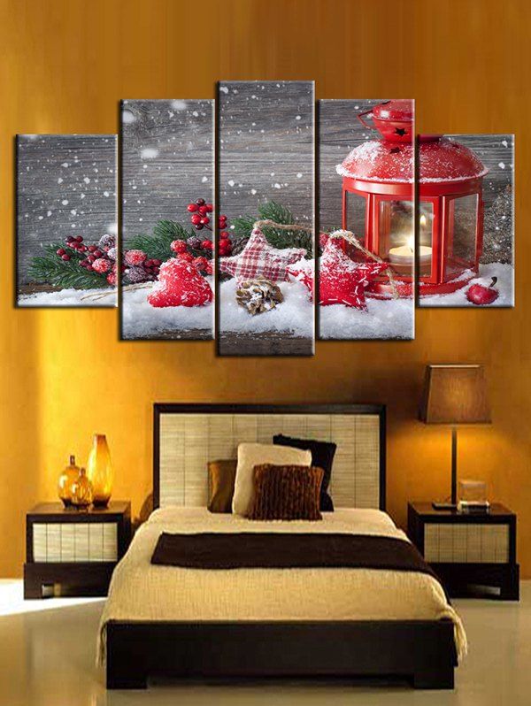 

Christmas Lantern Stars Print Unframed Split Canvas Paintings, Multi
