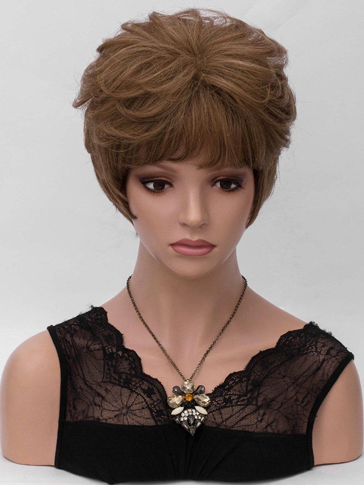 

Inclined Fringe Layer Short Straight Synthetic Wig, Dark goldenrod