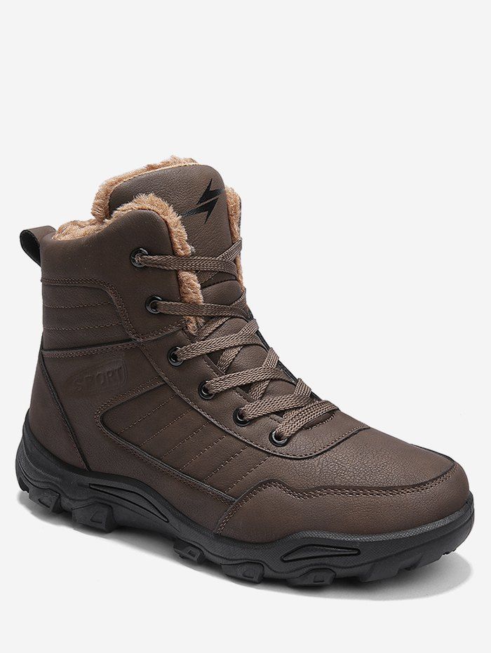 

Lace UP PU Leather Snow Ankle Boots, Brown