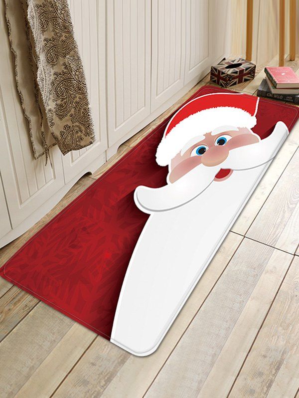 

Christmas Santa Claus Pattern Water Absorption Floor Rug, Multi
