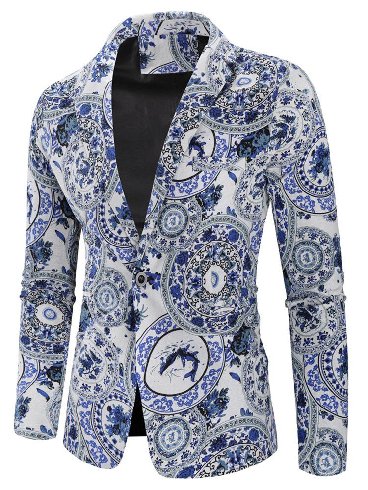 

Floral Print Casual Lapel Blazer, Multi