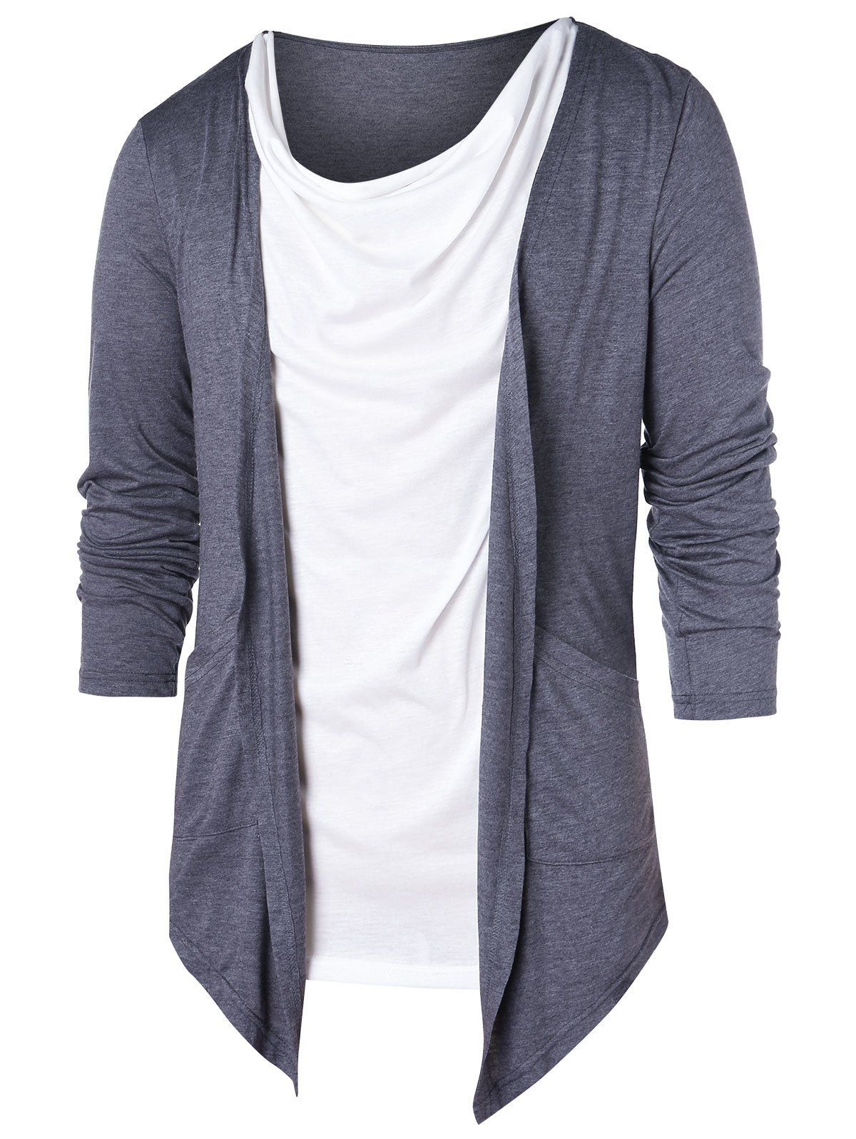 

Accordion Pleat Contrast Color T-shirt, Ash gray
