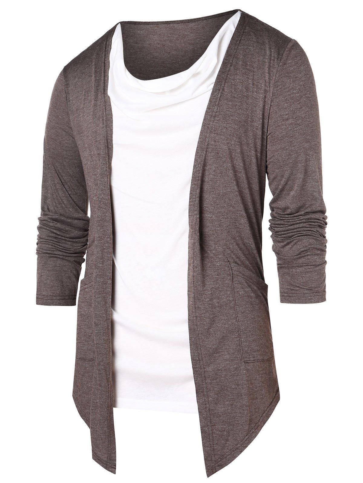 

Accordion Pleat Contrast Color T-shirt, Coffee