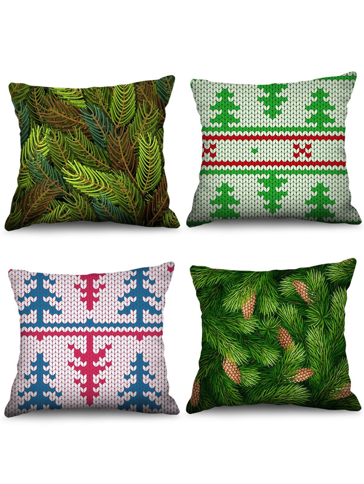 

4PCS Christmas Tree Leaf Printed Pillowcases, Multi