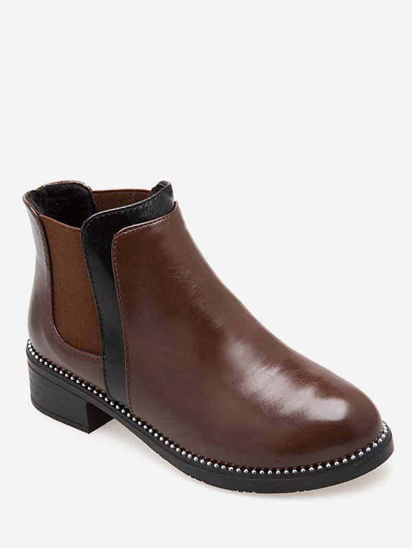 

Contrast Color Ankle Chelsea Boots, Deep brown