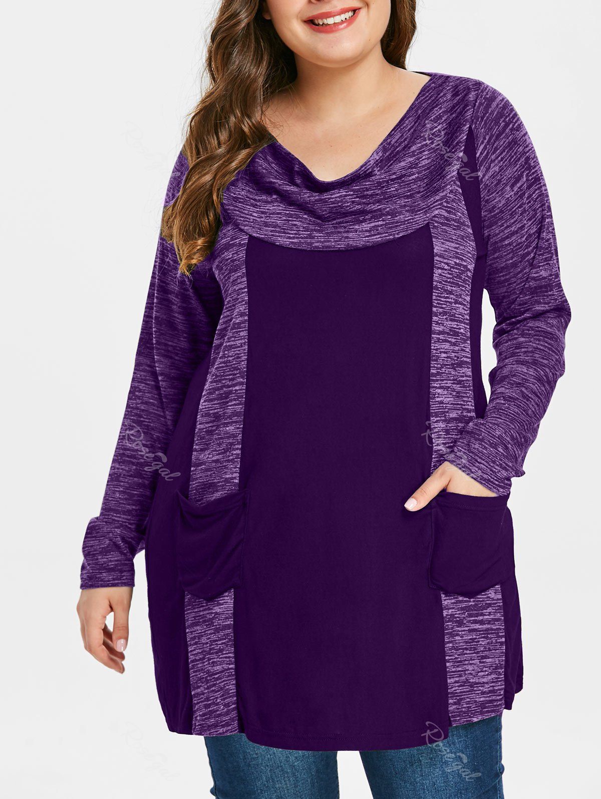 

Plus Size Contrast T-shirt, Purple iris
