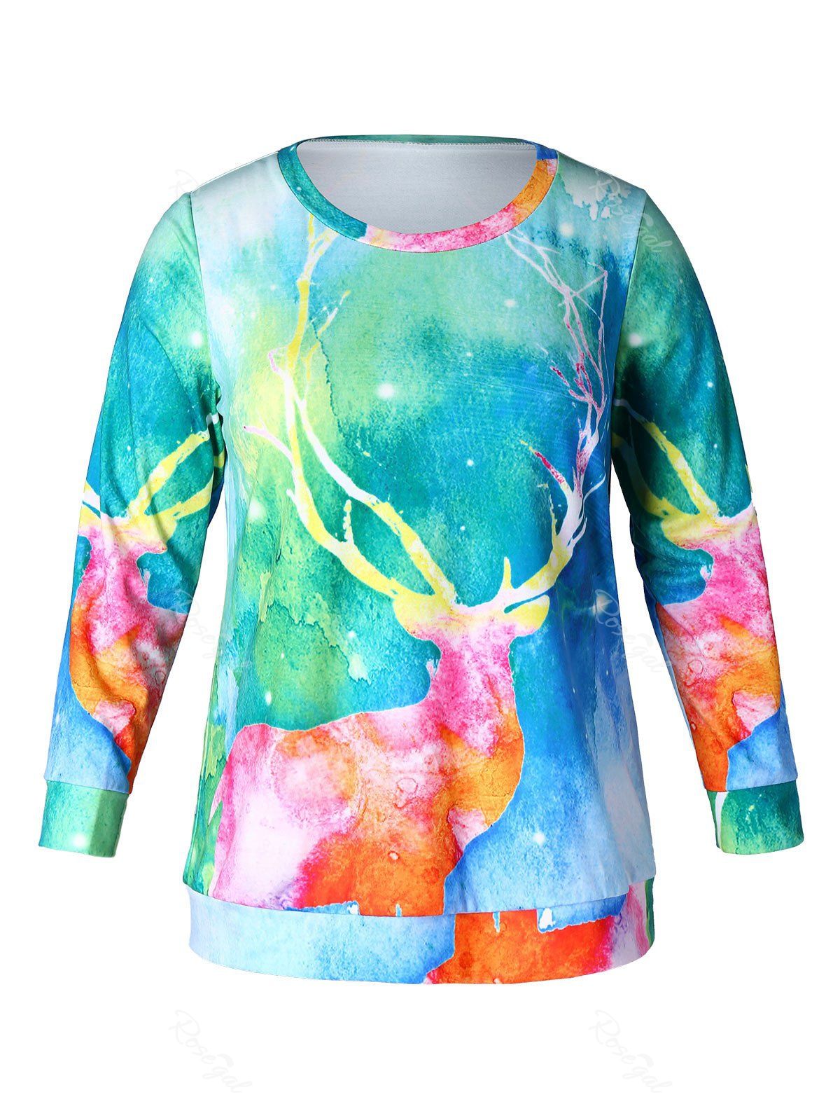 

Plus Size Reindeer Print Christmas Sweatshirt, Multi