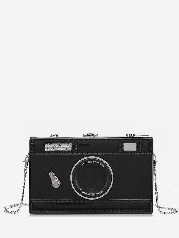 

Vintage Camera Printed Crossbody Bag, Black