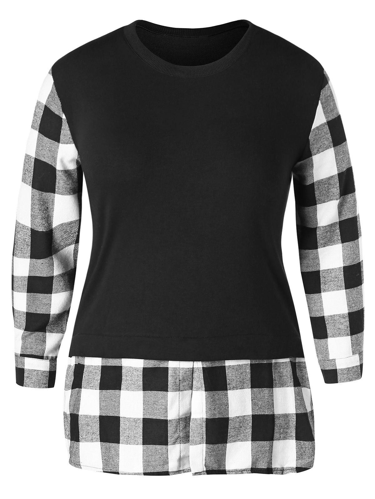 

Plus Size Spliced Plaid Sweatshirt, Multi