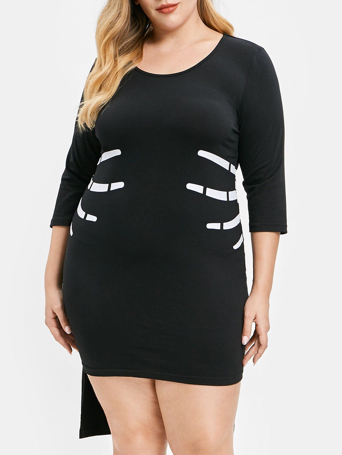 

Plus Size Halloween Skull Bone Dress, Black