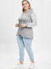 Plus Size Lace Panel High Low Hoodie -  